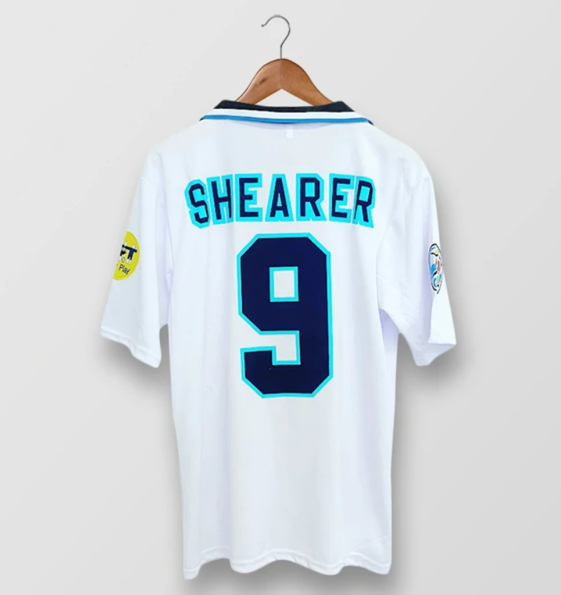 1996 England Retro Home Kit Soccer Jersey SHEARER #9